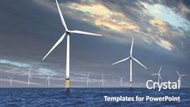  Presentation with turbine - Colorful PPT theme enhanced with global spinning - white wind turbine generating electricity backdrop and a ocean colored foreground