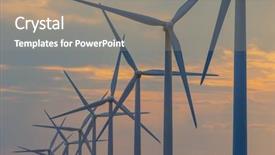  Presentation with turbine - Slide deck with global spinning - wind turbine generator windmills backlit background and a gray colored foreground