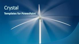  Presentation with blue sky - Colorful presentation design enhanced with global spinning - wind turbine turning over blue backdrop and a ocean colored foreground