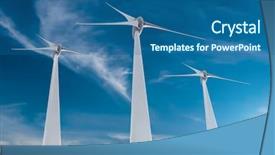  Presentation with wind turbines - Theme having global spinning - wind turbines over clouds background and a  colored foreground