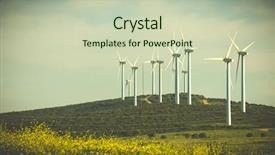  Presentation with windmill - Slide deck featuring global spinning - windmill power turbines background and a soft green colored foreground