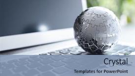  Presentation with global strategy - Slide set consisting of global strategy solution concept - chrome background and a light blue colored foreground