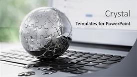  Presentation with global strategy - Presentation theme with global-strategy-solution-concept-chrome background and a light gray colored foreground