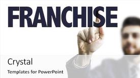  Presentation with franchise - Beautiful presentation featuring global suppliers - business man pointing the text backdrop and a white colored foreground