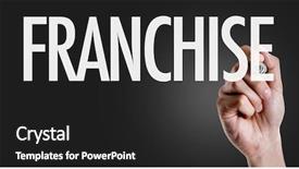  Presentation with franchise - Audience pleasing slides consisting of global suppliers - hand writing the text franchise backdrop and a dark gray colored foreground