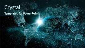  Presentation with elements - PPT theme with global-technologies-concept-elements background and a ocean colored foreground