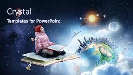  Presentation with global - PPT theme featuring global-technologies-concept-mixed-media background and a navy blue colored foreground