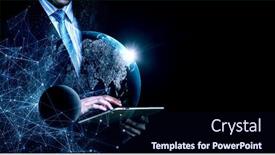  Presentation with global - Cool new slides with global-technologies-concept-mixed-media backdrop and a navy blue colored foreground