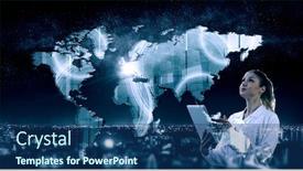  Presentation with global - Presentation featuring global-technologies-concept-mixed-media background and a ocean colored foreground