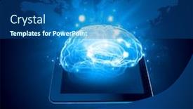  Presentation with global - Amazing slide set having global-technologies-concept-with-tablet backdrop and a ocean colored foreground