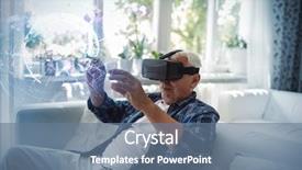  Presentation with virtual technology - Slides featuring global technology background in purple background and a  colored foreground