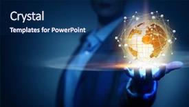  Presentation with geography global - PPT theme with global technology presentions - businesswoman presenting global technologies background and a  colored foreground