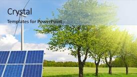  Presentation with plant protection - Slide deck having global themes - solar panels with wind turbine background and a light blue colored foreground