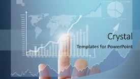  Presentation with trade - Slide deck with global trade - businessman with financial symbols coming background and a light blue colored foreground