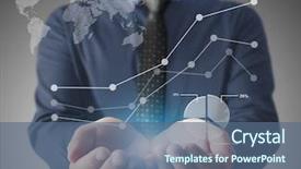  Presentation with financial - Colorful presentation theme enhanced with global trade - businessman with financial symbols coming backdrop and a  colored foreground