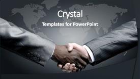  Presentation with trade - Audience pleasing presentation design consisting of global trade - handshake isolated on business background backdrop and a dark gray colored foreground