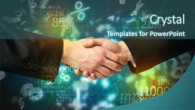  Presentation with nutrition analysis - Beautiful PPT theme featuring global trade - handshake with number analysis backdrop and a  colored foreground