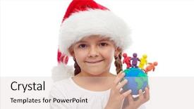  Presentation with people management word cloud - Slide set enhanced with global unity - world of happy christmas people background and a lemonade colored foreground