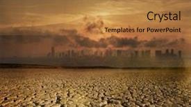  Presentation with land pollution - Colorful presentation design enhanced with global warming and pollution theme backdrop and a coral colored foreground