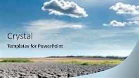  Presentation with blue global - Presentation with global warming cracked desert outdoor with clouds in blue sky background and a light blue colored foreground