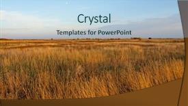  Presentation with agriculture field - Slide deck featuring global warming effect agriculture - autumn grass field background and a  colored foreground