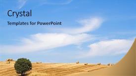  Presentation with mediterranean - Audience pleasing PPT theme consisting of global warming effect agriculture - typical mediterranean landscape from alentejo backdrop and a light blue colored foreground