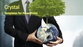  Presentation with hand holding earth - Colorful slide deck enhanced with global warming global warming - holding a glowing earth nasa backdrop and a tawny brown colored foreground