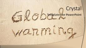  Presentation with designs - Cool new presentation theme with global warming handwritten in sand for natural symbol tourism or conceptual designs backdrop and a lemonade colored foreground