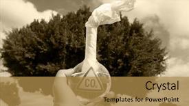  Presentation with mad scientist - Slides consisting of global warming time bomb background and a gold colored foreground