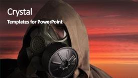  Presentation with global warming - PPT theme consisting of radioactive hazardous waste toxic waste - global warming background and a tawny brown colored foreground