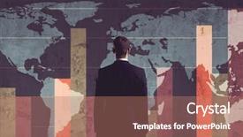  Presentation with financial - Colorful presentation enhanced with globalisasi - businessman business office and financial backdrop and a coral colored foreground