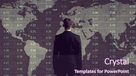  Presentation with world map - Colorful slide deck enhanced with globalisasi - businessman standing over diagram world backdrop and a wine colored foreground