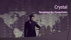  Presentation with abstract business world - Colorful slide set enhanced with globalisasi - businessman standing over diagram world backdrop and a wine colored foreground