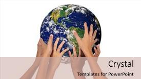  Presentation with children hands - Colorful presentation theme enhanced with globe - children holding the earth backdrop and a soft green colored foreground