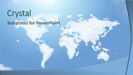  Presentation with cloud - Colorful PPT theme enhanced with globe - cloud world map backdrop and a sky blue colored foreground