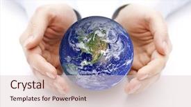  Presentation with nasa - Amazing theme having globe - earth in hands earth image backdrop and a lemonade colored foreground