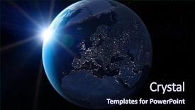  Presentation with europe - Slide deck featuring globe - europe at night background and a wine colored foreground