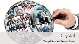  Presentation with human resource - Theme having globe - human resource concept magnifying glass background and a light gray colored foreground