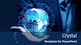  Presentation with technology - Cool new presentation design with globe - media worldwide technology concept backdrop and a navy blue colored foreground