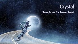  Presentation with spaceman - Presentation theme with globe - running spaceman and galaxy mixed background and a wine colored foreground