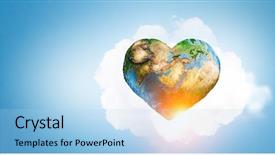  Presentation with green globe - Slide set with globe and cityscape mixed media background and a light blue colored foreground