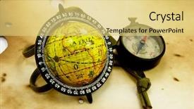  Presentation with old paper - PPT layouts with globe and compass on old background and a yellow colored foreground