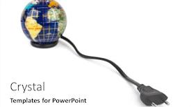  Presentation with electrical cable - PPT theme featuring globe and electrical cable isolated on white background background and a white colored foreground