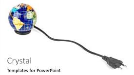  Presentation with electrical cable - Presentation theme having globe and electrical cable isolated on white background background and a white colored foreground
