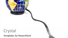 Presentation with electrical cable - Cool new slides with globe and electrical cable isolated on white background backdrop and a white colored foreground