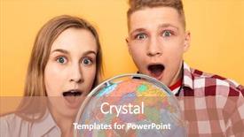  Presentation with middle school teens leisure activities - Audience pleasing PPT theme consisting of globe and looking at camera backdrop and a coral colored foreground