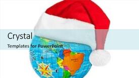  Presentation with red globe - Presentation featuring globe and santa claus red background and a light blue colored foreground