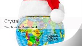  Presentation with red globe - Theme featuring globe-and-santa-claus-red background and a white colored foreground