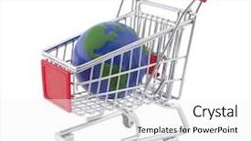  Presentation with green globe - Slides featuring globe and shopping cart background and a white colored foreground