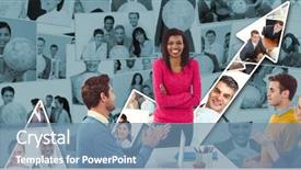  Presentation with composite - PPT theme with globe arrows - digital composite of colleagues applauding background and a seafoam green colored foreground